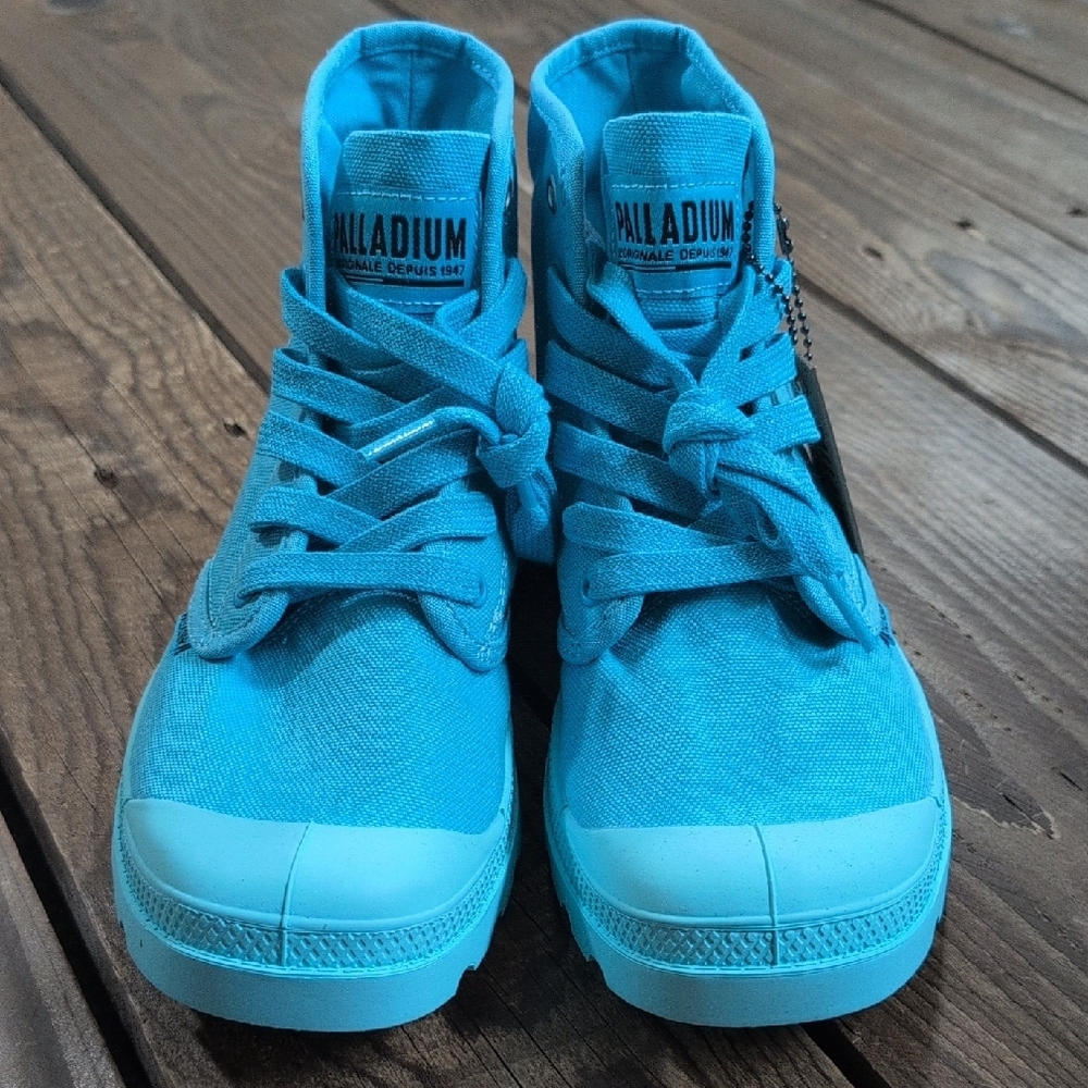 Palladium Turquoise Blue Canvas Ankle Boots 8